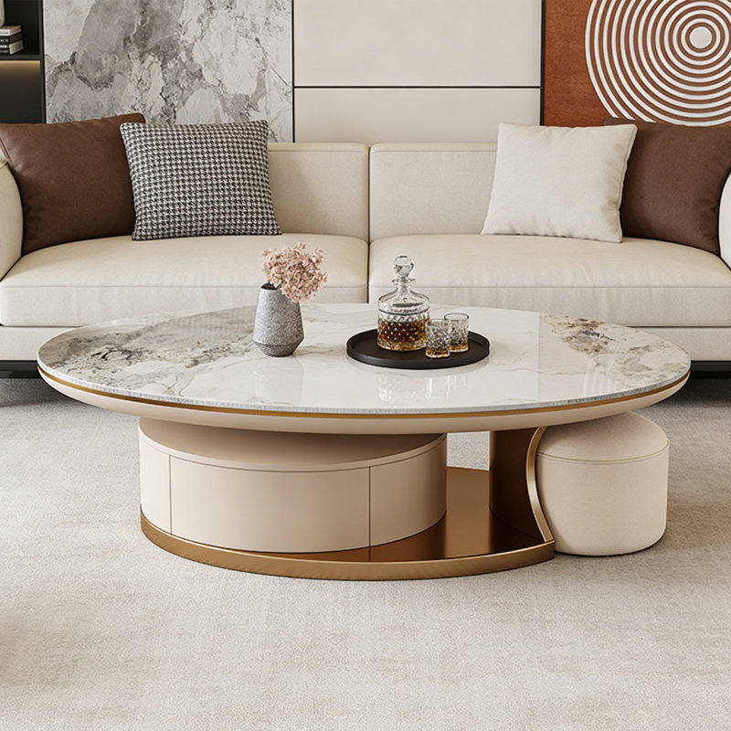 Benedetti, H 16,5 po x L 55,1 po x l 31,5 po, Blanc / Gris, Doré