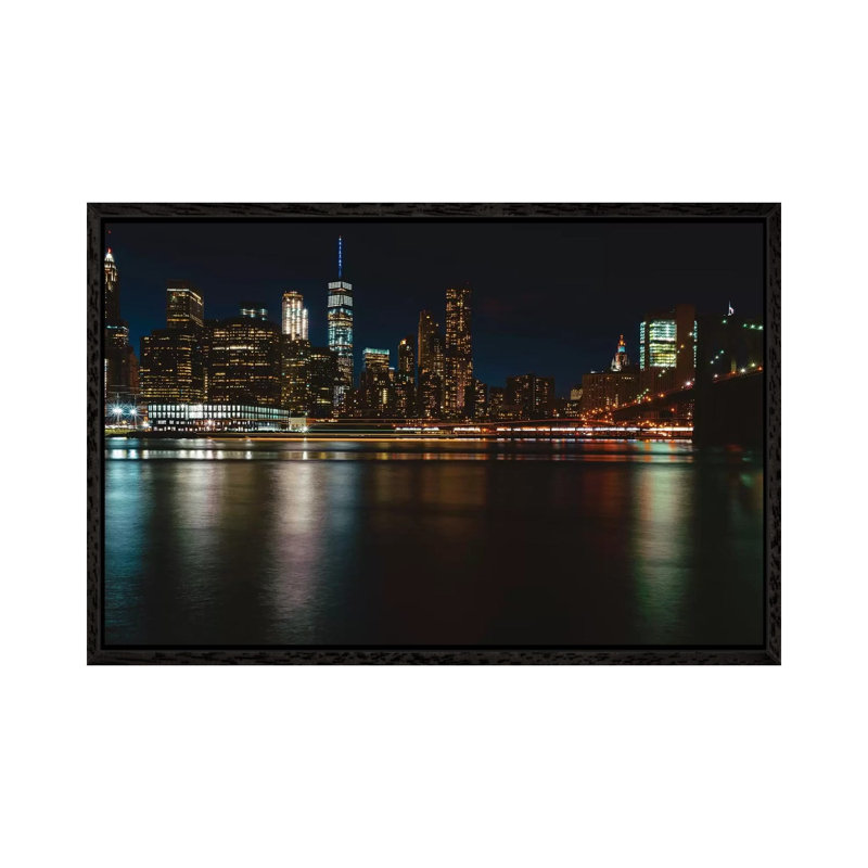 New York Lights IV by Bethany Young - Print on Canvas, 45.72cm H x 66.04cm W x 3.81cm D, Black Framed