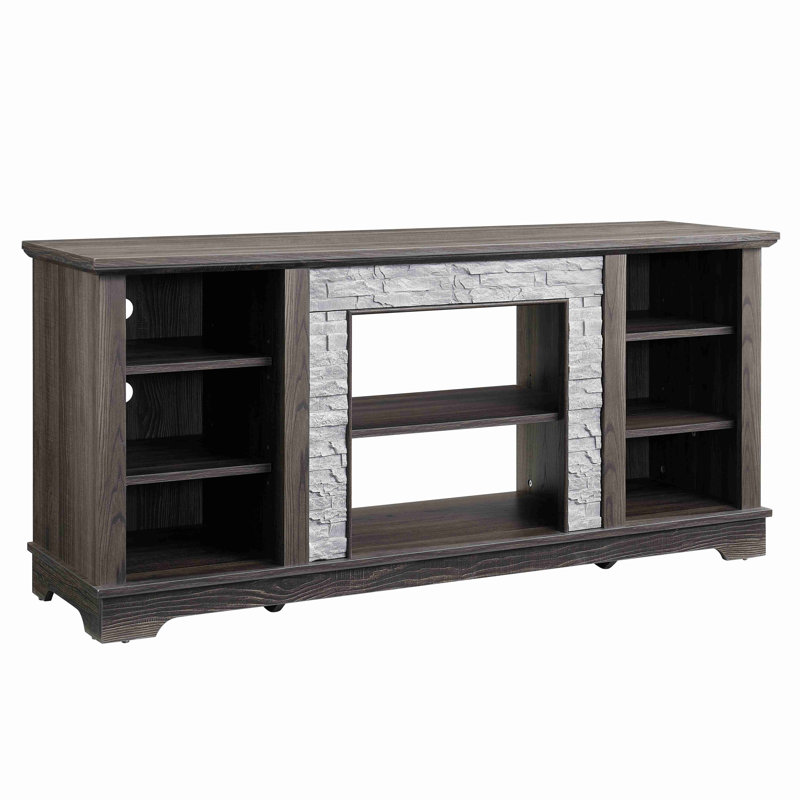 Meuble télé Mantel Stone, Gris, 20.06" H x 58.3" W x 15.4" D