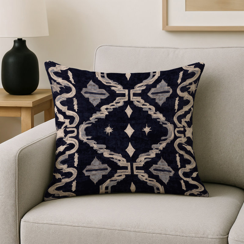 Coussin décoratif intérieur et extérieur Modern, Mauve / géométrique 1, Carré 18 po