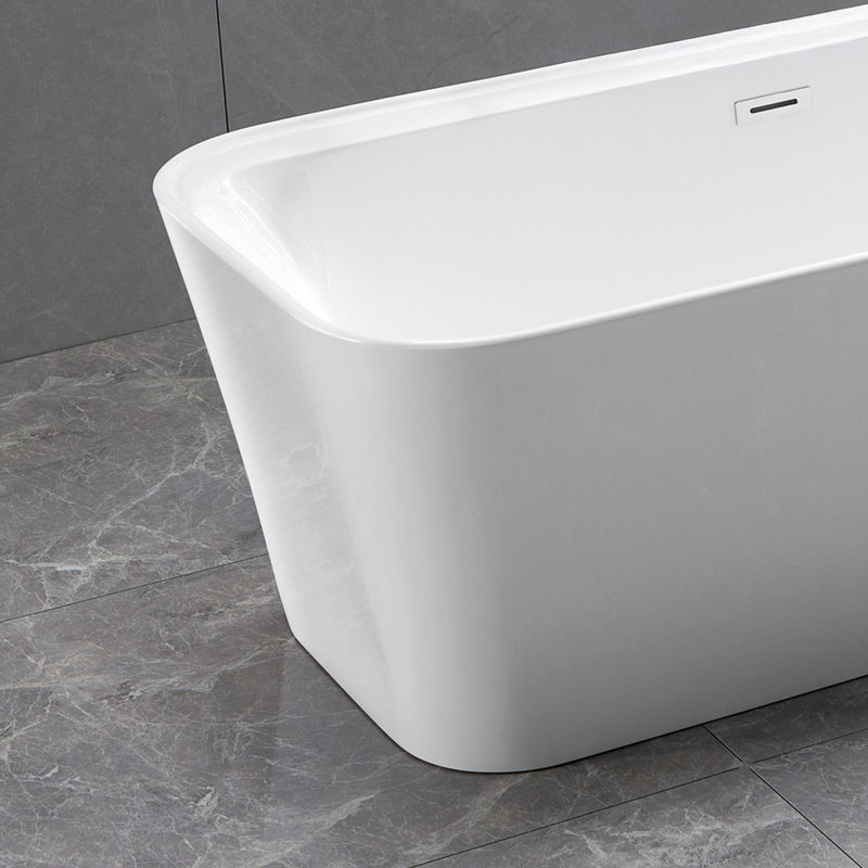 Baignoire autoportante en acrylique de 67 pouces en blanc brillant