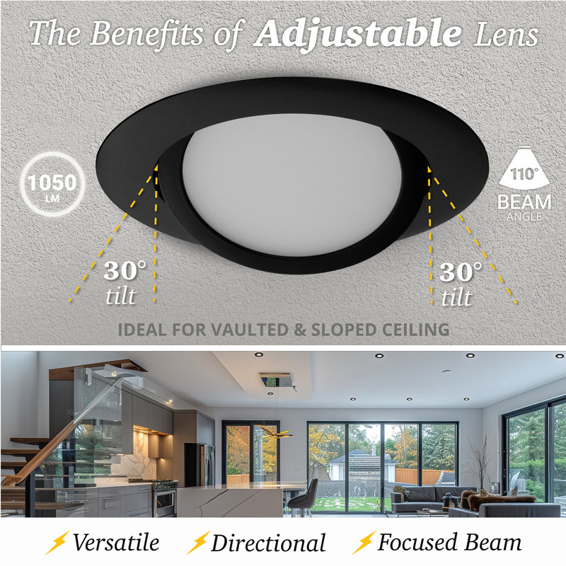 Ensemble d'éclairage encastré Canless 6 po, Noir