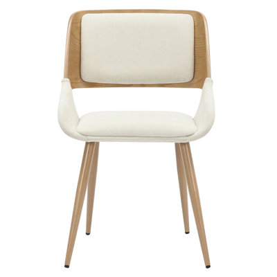 Chaise de salle à manger Virginia en tissu beige et métal naturel et bois