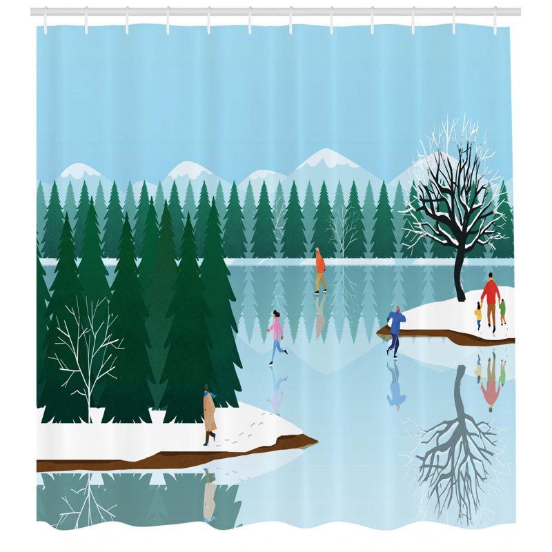 Winter Shower Curtain Set + Hooks, 70" H x 69" W