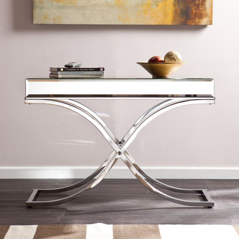 Ava Mirrored Console Table  Chrome