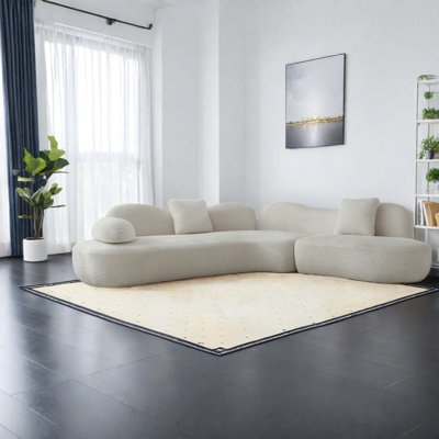 Spacious Boucle 5 Seater Sofas, Modern Curved Style For Living Room Home