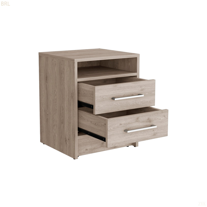 Table de chevet moderne minimaliste avec une étagère ouverte, Gris clair