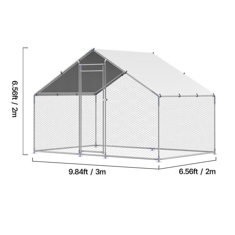 Poulailler en métal avec couvercle, H 78,72 po x l 118,08 po x P 78,72 po