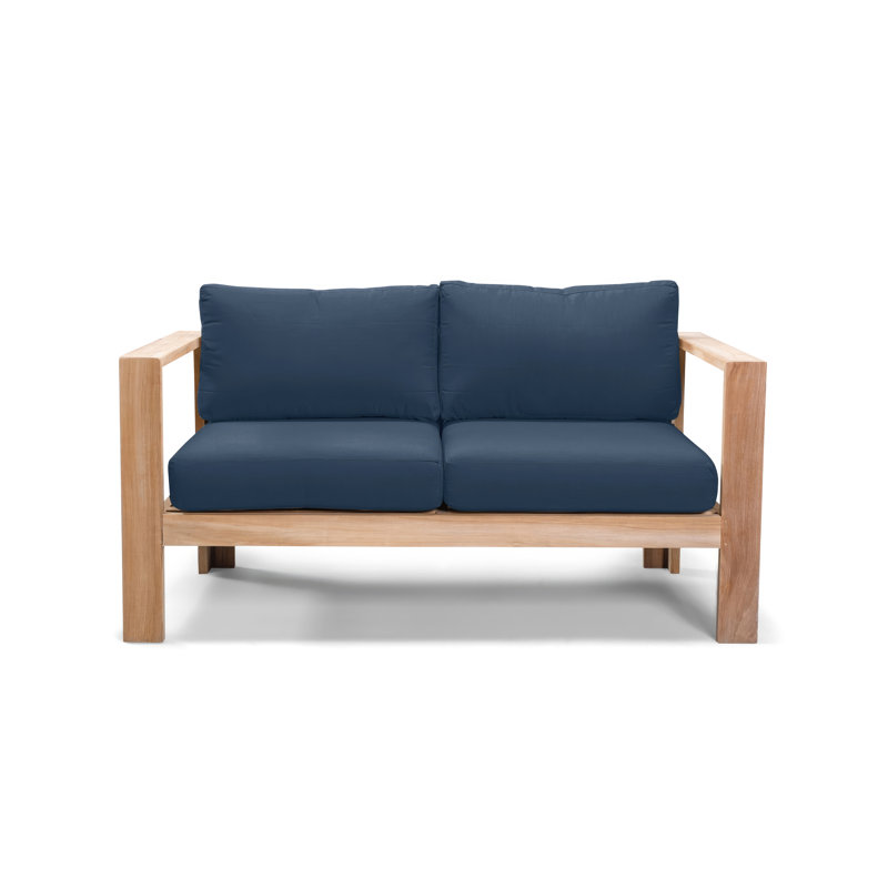 Ando 4 Piece Teak Sunbrella Sofa Set with Cushions, Spectrum Indigo Sunbrella®