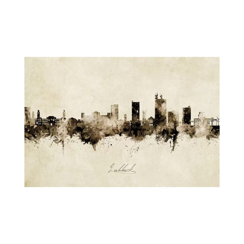 Lubbock Texas Skyline Vintage by Michael Tompsett - Wrapped Canvas Gallery-Wrapped Canvas Giclée, 20.32 cm H x 30.48 cm W