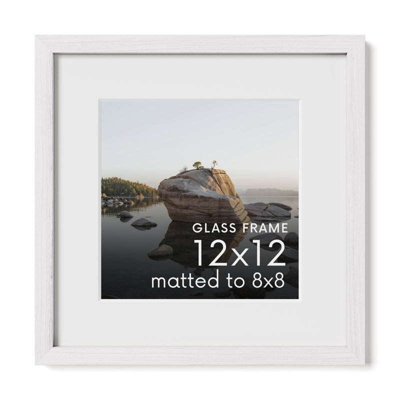 Cadre photo en bois massif avec verre, Blanc, L 12 po x H 12 po