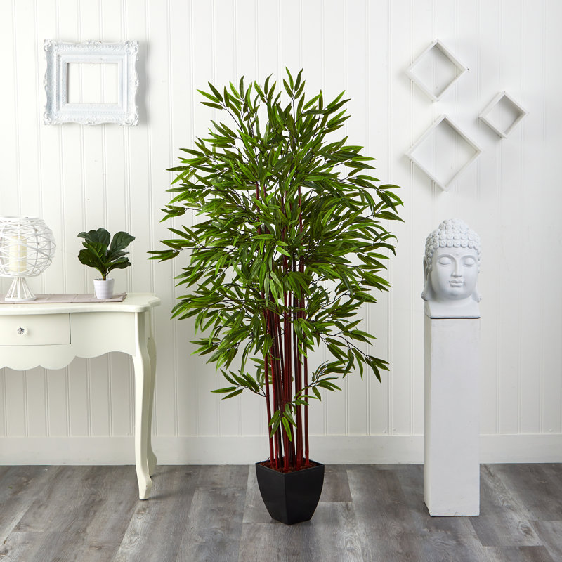 Arbre de bambou artificiel dans un pot de fleurs, H 72 po x l 39 po x p 37 po