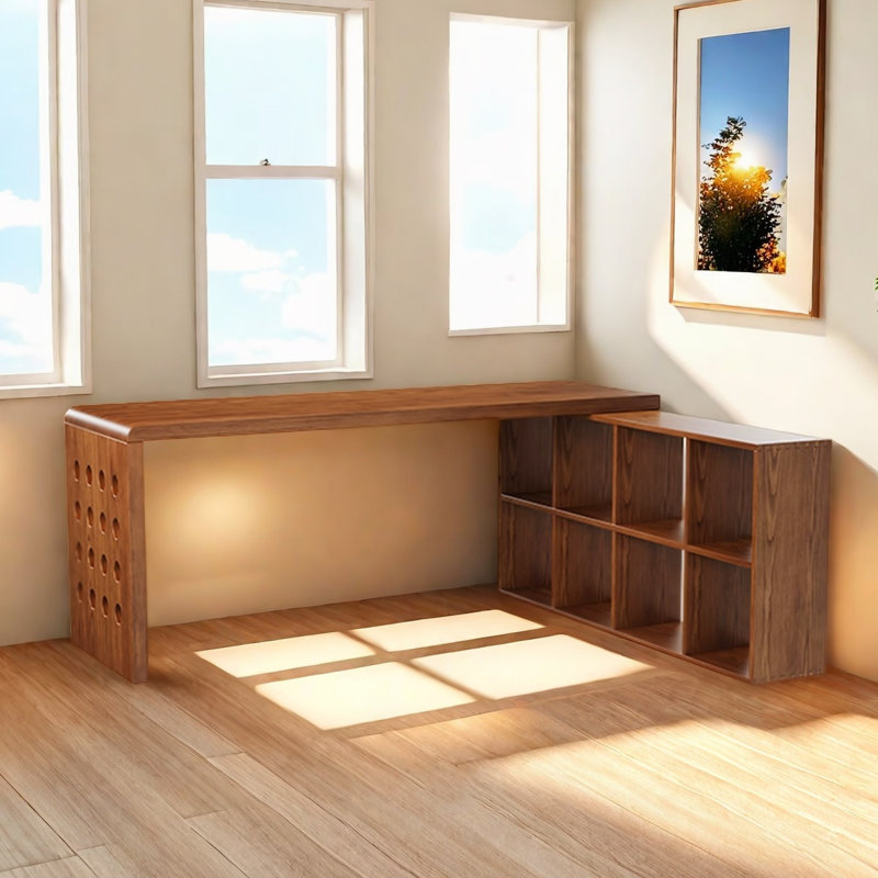 L-Shaped Solid Wood Solid Wood Writing Desk, 29.53" H x 62.99" W x 55.12" D