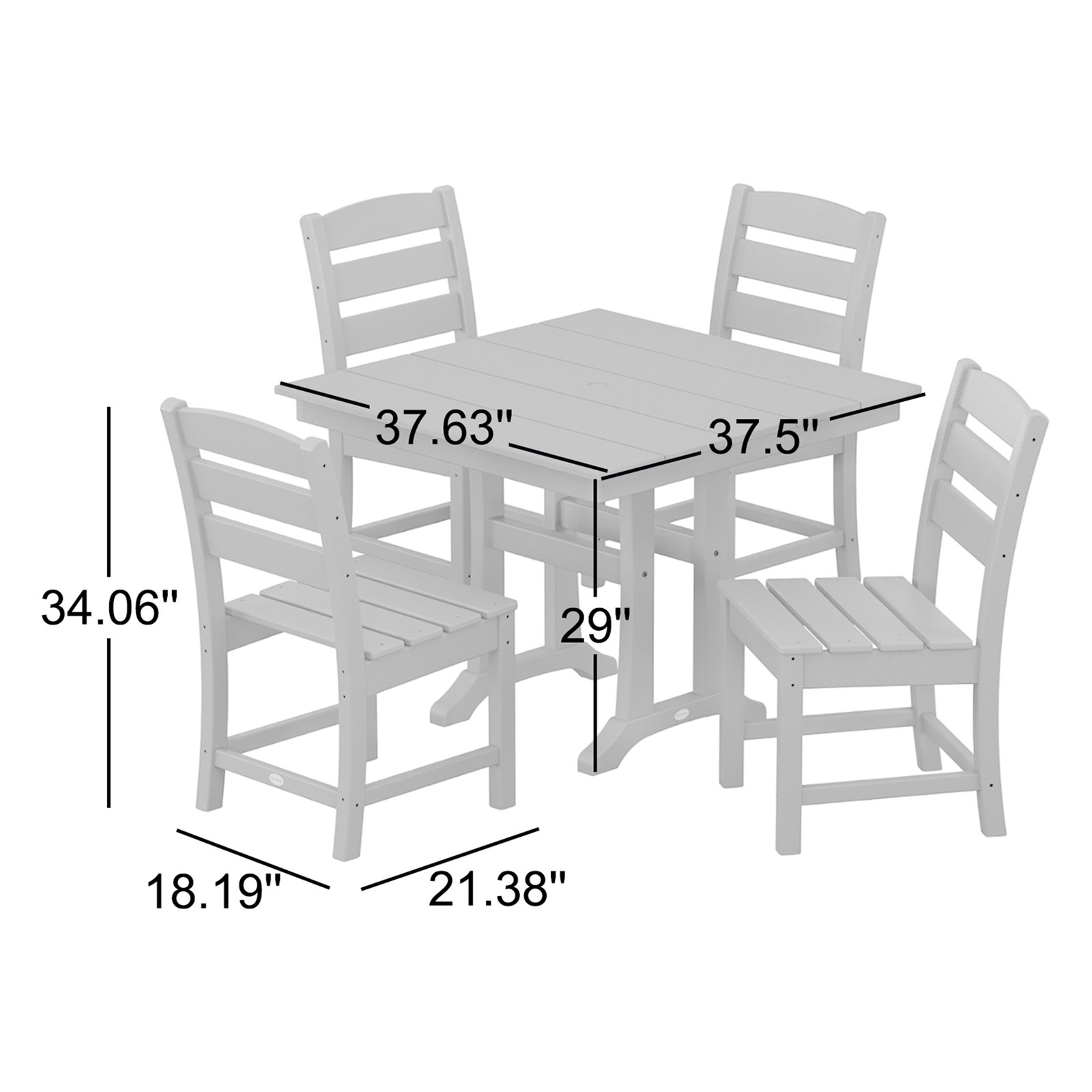 POLYWOOD® Lakeside 38" Patio Dining Set, Teak