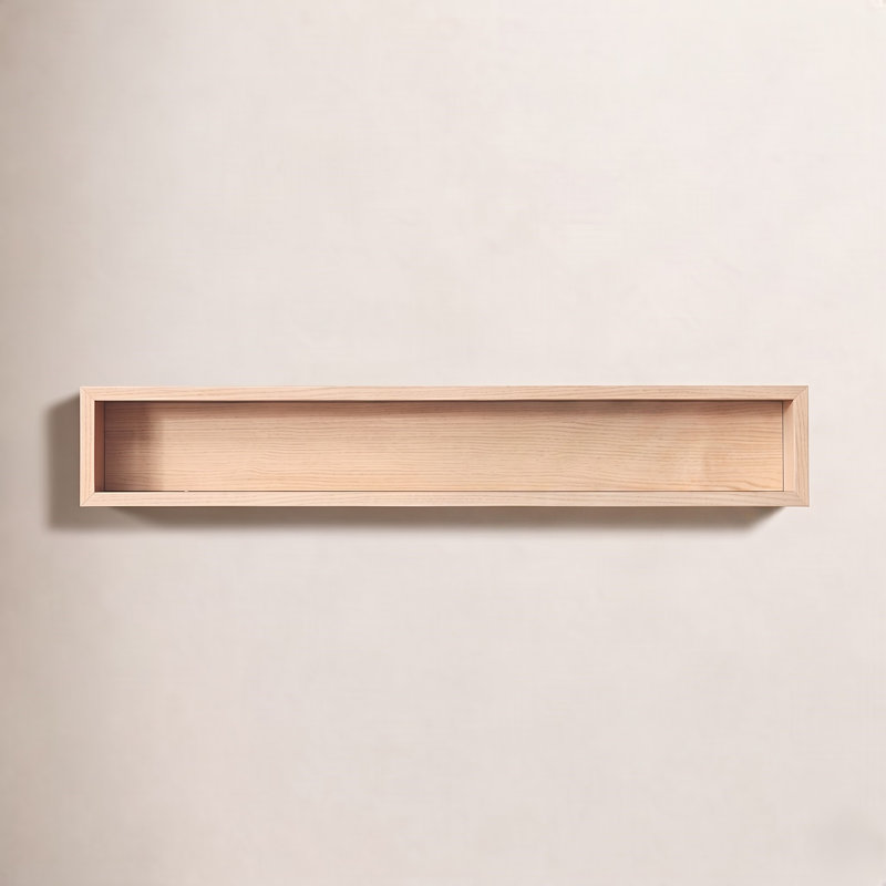 Natural Wood Veneer with Engineered Plywood Wall Bathroom Shelves, 5.75" H x 35.83" W x 5.125" D, Whitewash Oak