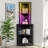 64'' H Corner Shelf Stand With Led Light, Wooden Open Corner Cabinet Display Storage Rack-1585364106