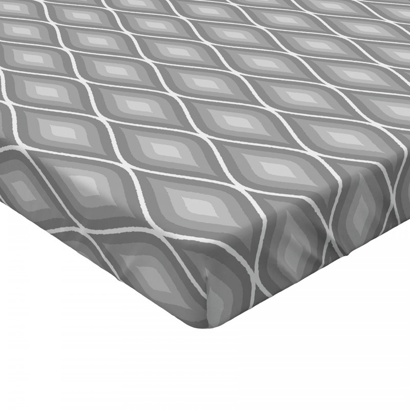Gray Geometric Microfiber Queen Fitted Sheet