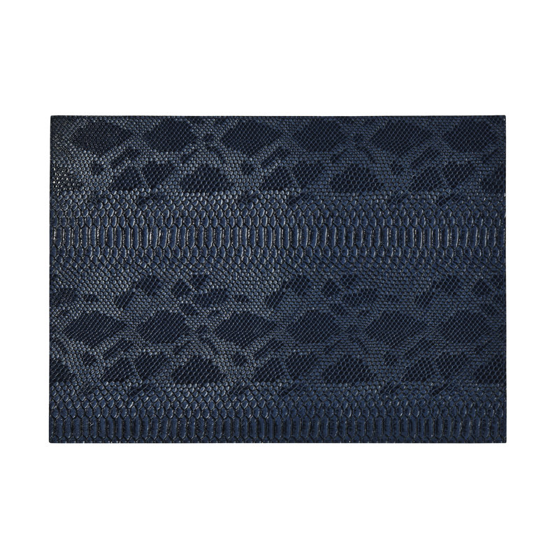 Python Leather Rectangle Placemat, Midnight