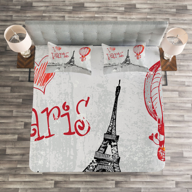 Love Bedspread Set with Shams, 220 x 264 cm