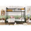 Lit superposé double au-dessus de grand lit double en fer noir-858001293