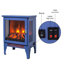 Foyer électrique autoportant de 18 pouces avec effet de flamme 3D en bleu, caractéristiques de haute sécurité, chaleur 1400W / 700W, 5000 's, 50000 heures de DEL, conception panoramique à trois côtés, sortie de chaleur par le bas, amovible