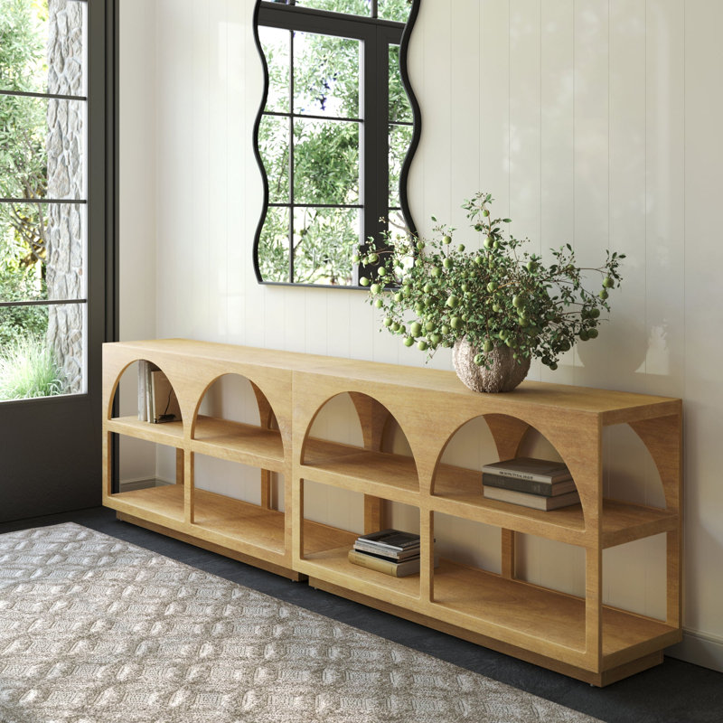 Armoire de rangement ou console arquée moderne avec tablette de rangement ouverte, paquet de 2, Set of 2