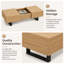 Table basse extensible avec plateau coulissant avec rangement dissimulé, MDF naturel, design moderne inspiré du milieu du siècle