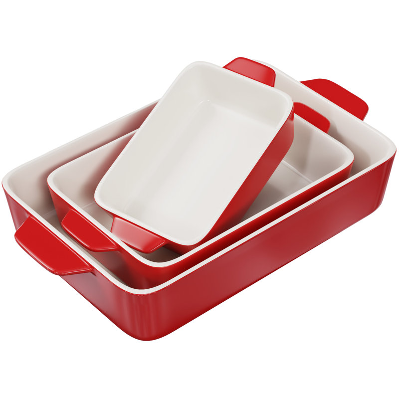 Ensemble de plats de cuisson en céramique 3 pièces Kook, Rouge