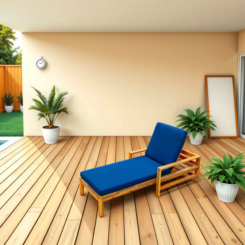 Chaise longue d'extérieur à dossier réglable en bois d'acacia (naturel), Bleu