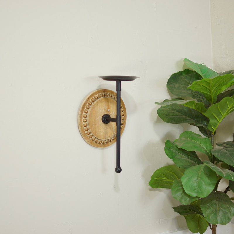 Applique murale ronde en bois 12 po.