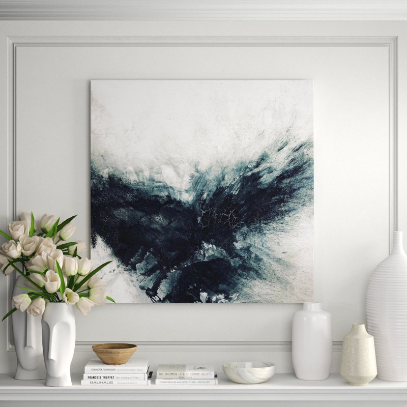 Black & Gray III - Artist Enhanced Canvas Print, 48" H x 48" W x 1.5" D, Wrapped Canvas