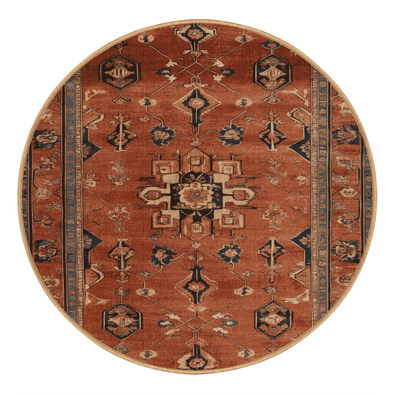Tapis brun lavable à la machine, Rond 7 pi