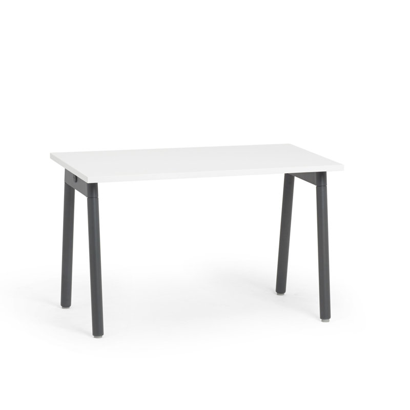 Series A Metal Base Writing Desk, White/Charcoal, 57"L x 27"D x 29"H