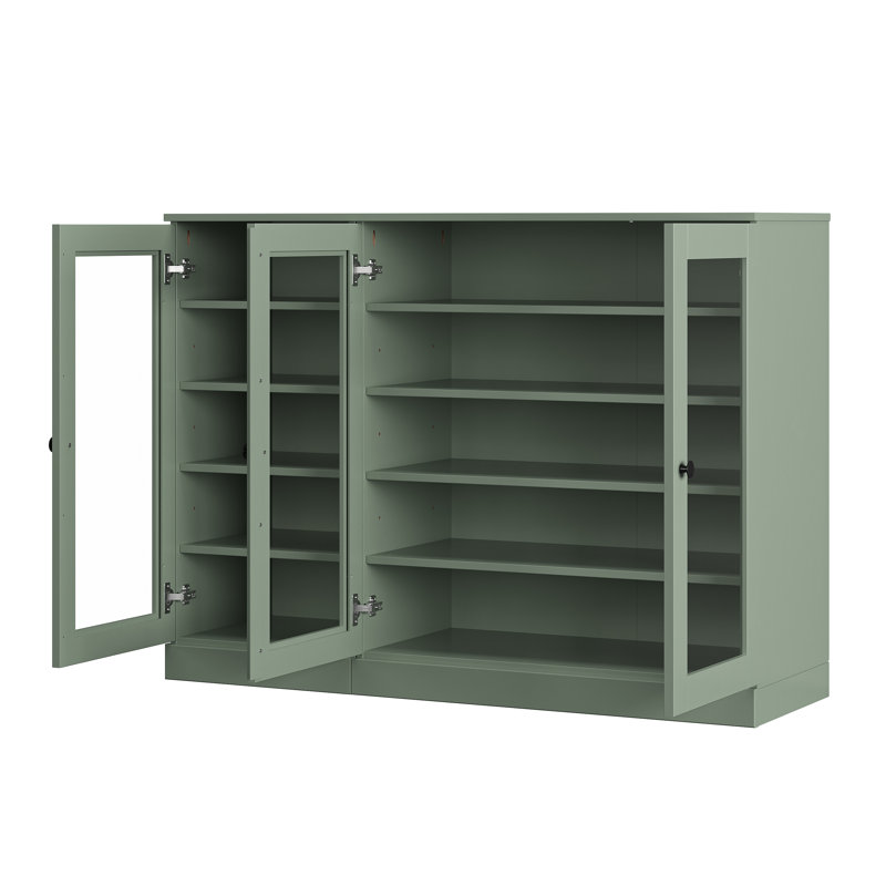 Armoire de rangement à chaussures 100% en bois massif avec porte en verre, tablettes réglables, rangement modulaire pour vestibule, l 48,5 po x H 35,75 po