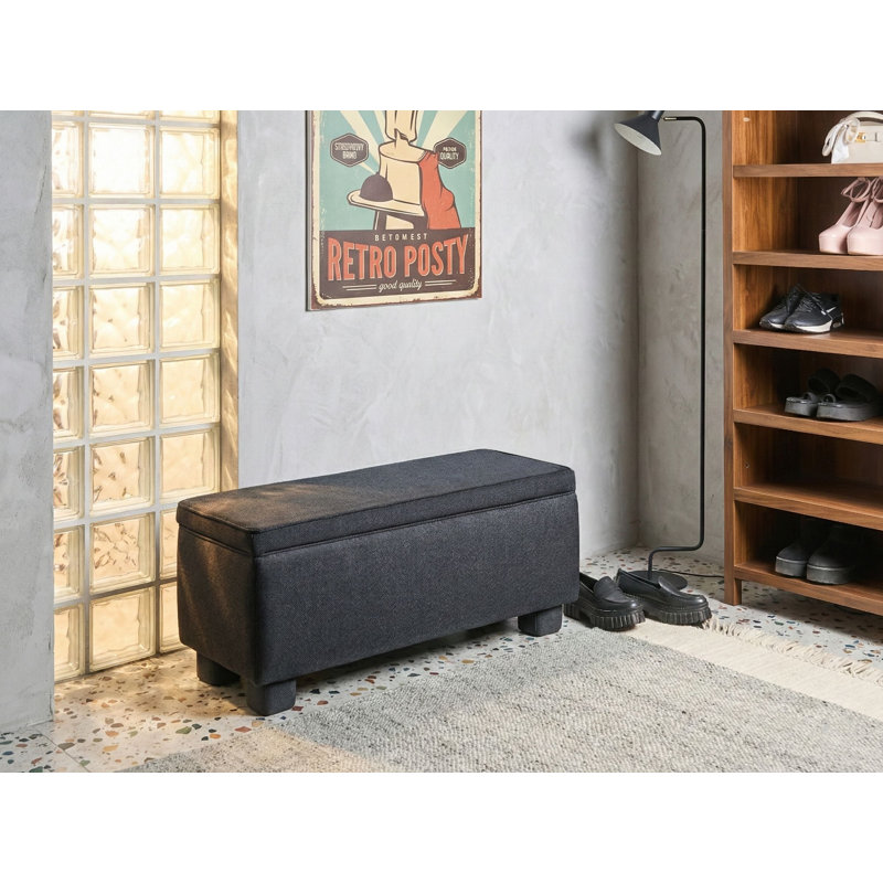 Fabric Upholstered Storage Bench, Black