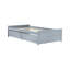 Lit simple gris en bois d'hévéa massif, 2 tiroirs pour les vêtements et le rangement avec tiroirs, lit en bois, surface de sommeil confortable, grande capacité de tiroir-55803991