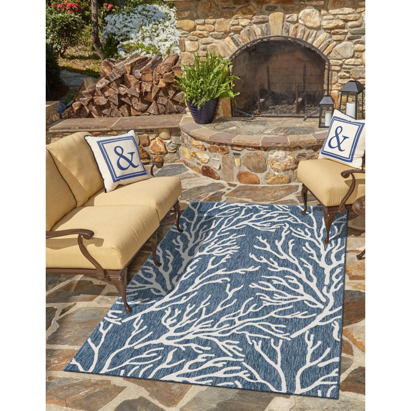Tapis bleu contemporain Azilynn, Rectangle 2 pi x 3 pi 1 po