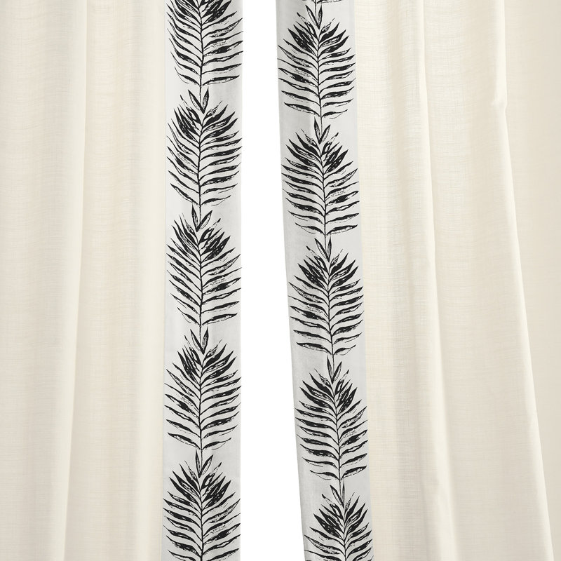 Semi Sheer Curtains for Bedroom - Solid Cotton Bordered Window Curtains Single Panel Drape, 50" W x 108" L