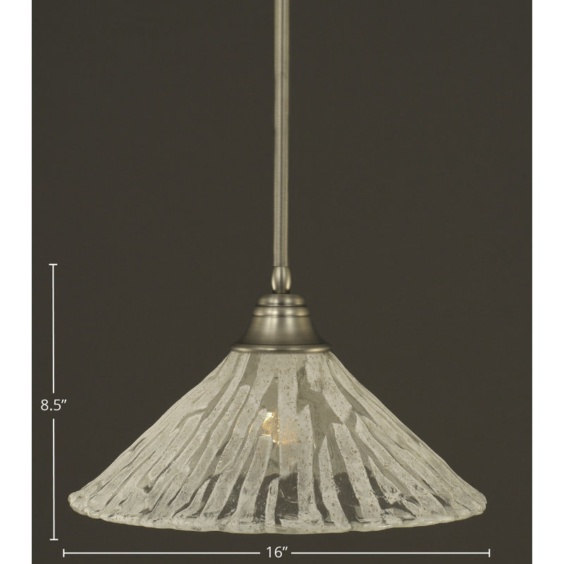 Stem Hung Pendant With Glass, Bronze, 16", Royal Merlot Tiffany Glass