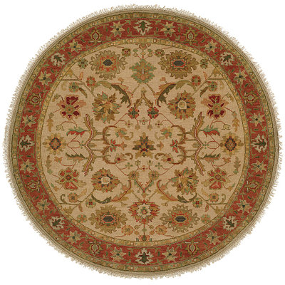 Wool Oriental Area Rug in Beige/Red