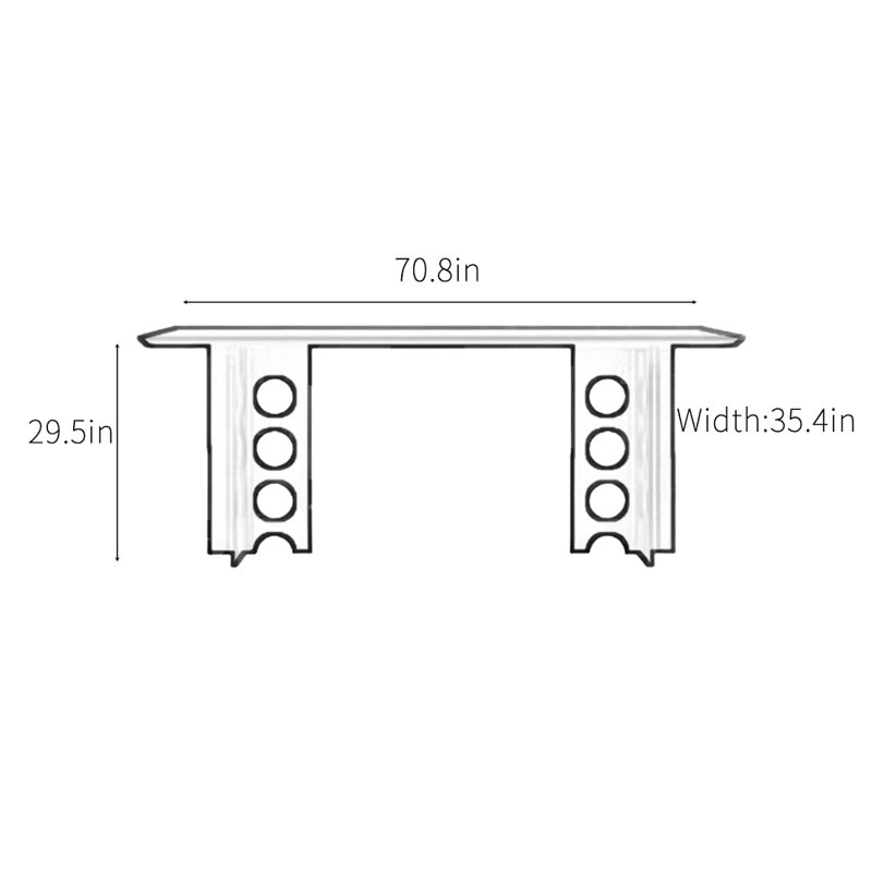 Table de salle à manger Thick, Noir, Blanc, H 29,5 po x L 70,8 po x l 35,4 po