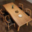 Table de salle à manger rectangulaire Burlywood en bois massif à bords naturels et 4 pieds-1509408468
