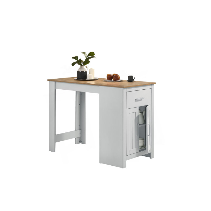 Alonzo 47" And Small Space Counter Height Dining Table With Cabinet And Drawer Storage