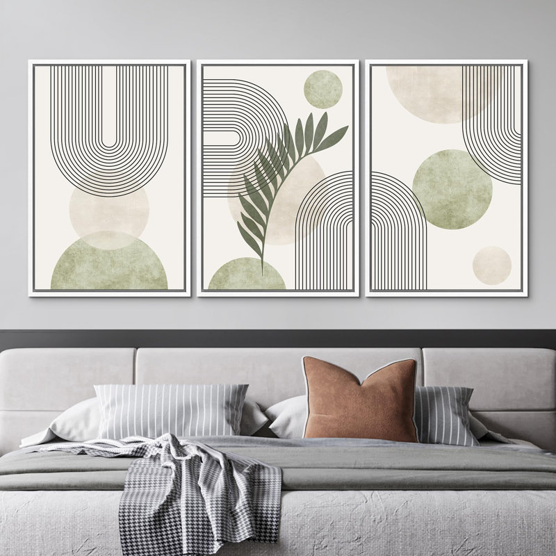Géométrique, lignes et cercles, illustrations abstraites, art moderne, décor, chic, salon, chambre à coucher, bureau, Blanc