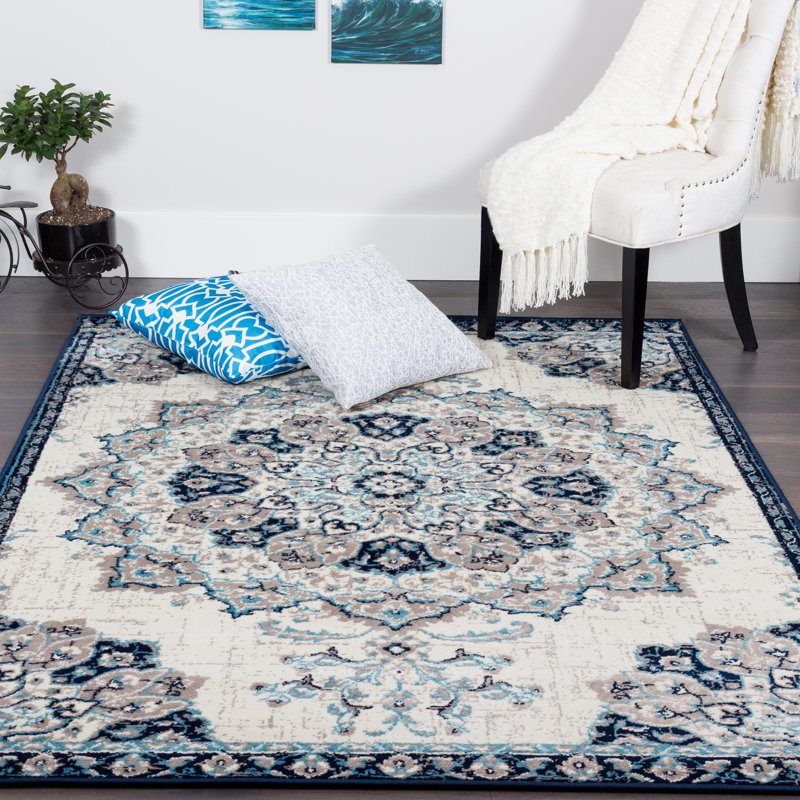 Tapis oriental bleu / beige Babb, Rectangle 4 pi 4 po x 6 pi 2 po