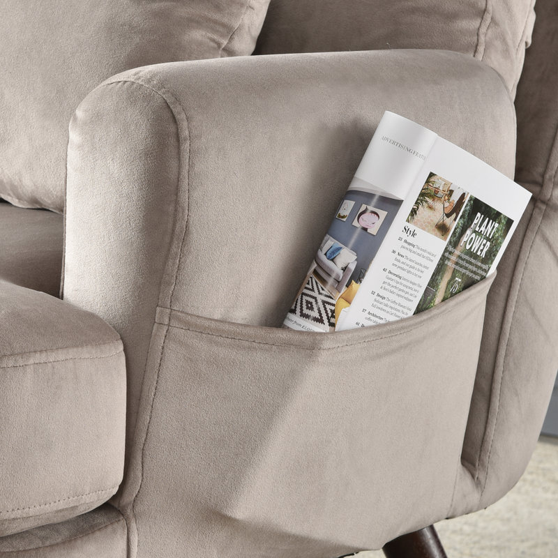 Alida 29.52'' Wide Lounge Chair and Ottoman, Gray Suede