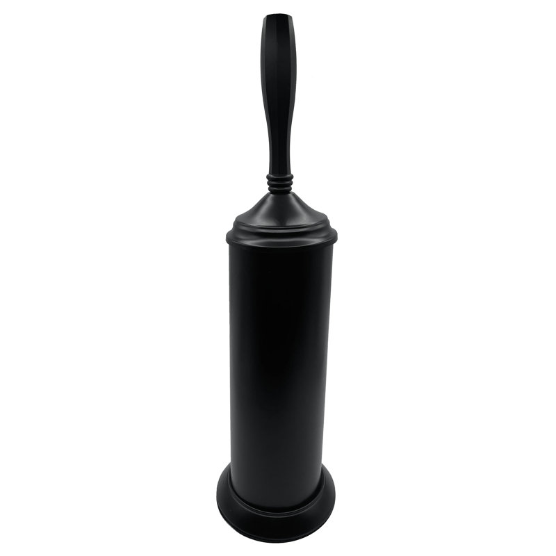 17" Tall - Matte Black Toilet Brush Set With Holder