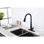 Robinets de cuisine noirs rétractables, finition mate, poignée simple, fixation sur le comptoir, robinet d'évier moderne à température d'eau facile à contrôler avec installation-1418097812