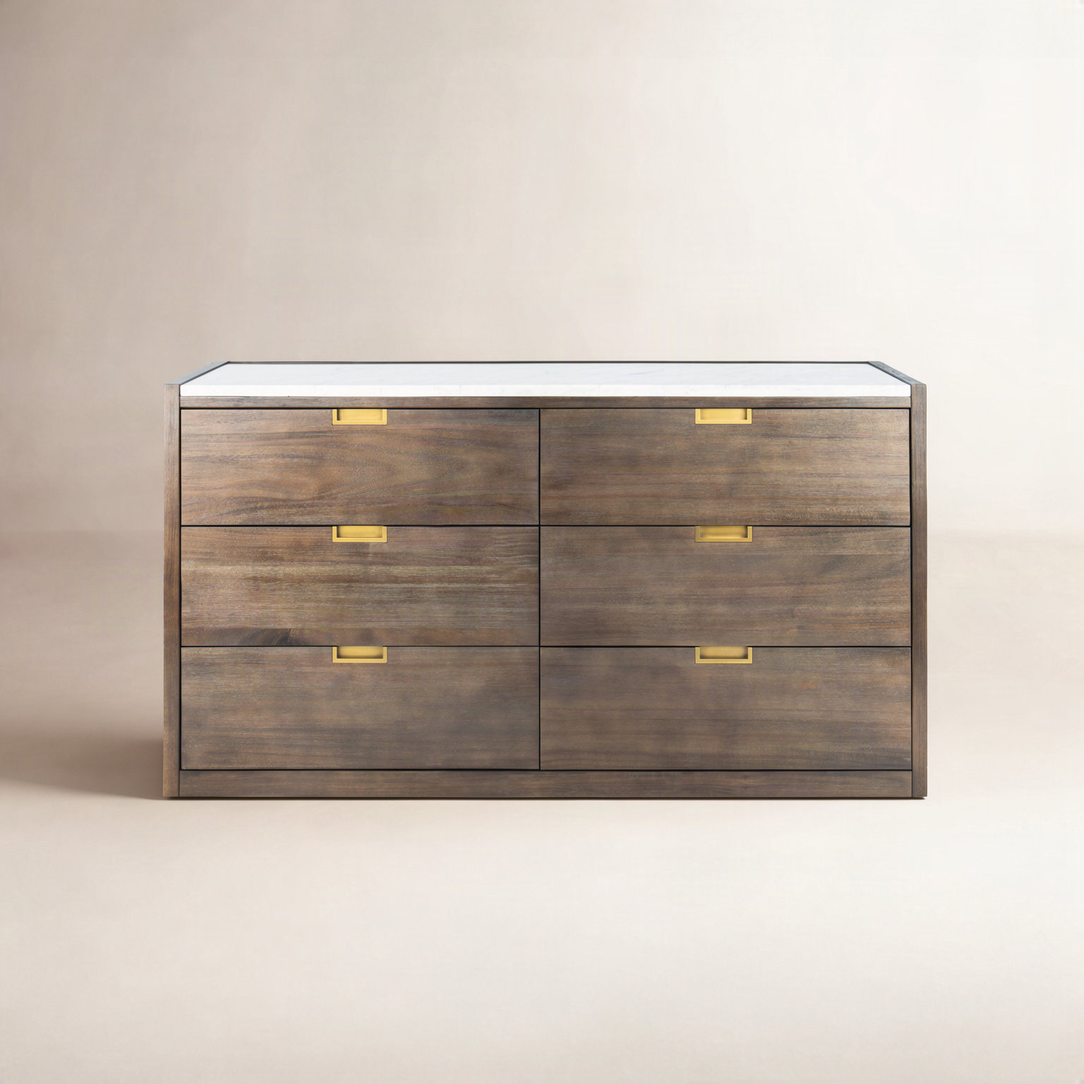 Eliane 6 - Drawer Double Dresser, Dark Chocolate