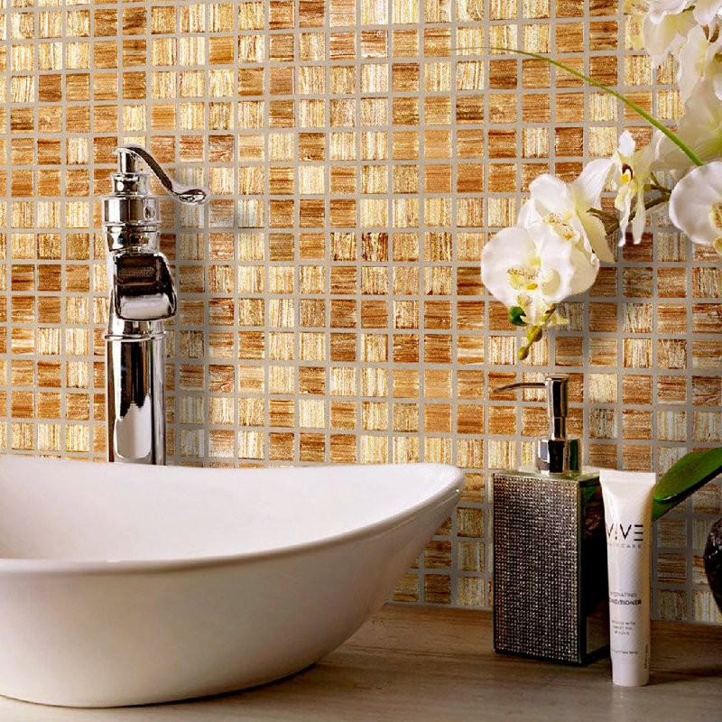 Celestial 0.8" x 0.8" Glass Grid Mosaic Wall & Floor Tile, Wine Pink